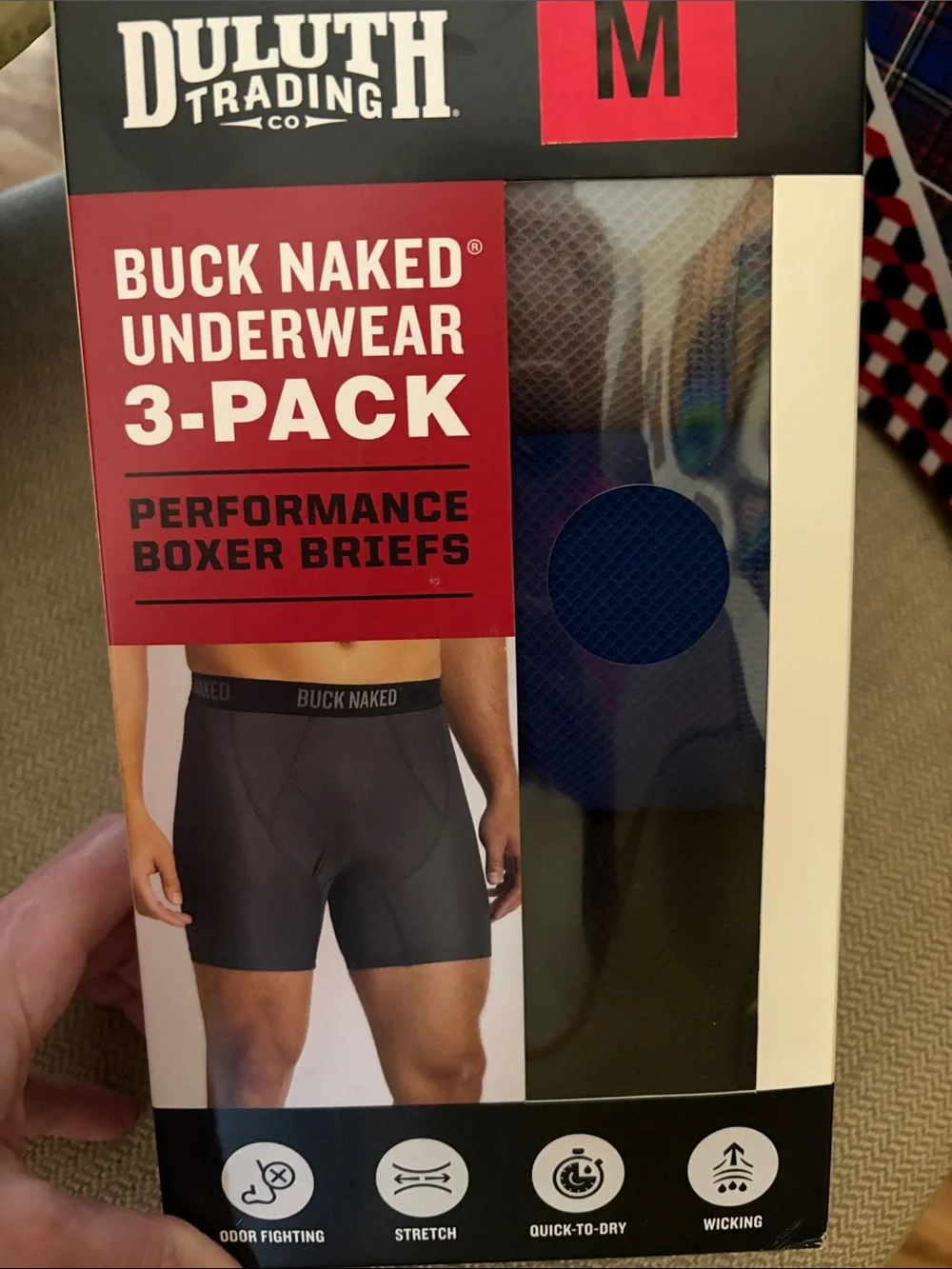 NEW Duluth Trading Men's M  Buck Naked Underwear performance boxer briefs 3-pack